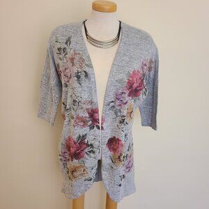 Live in the Moment Grey Floral Flowy Duster Cardigan